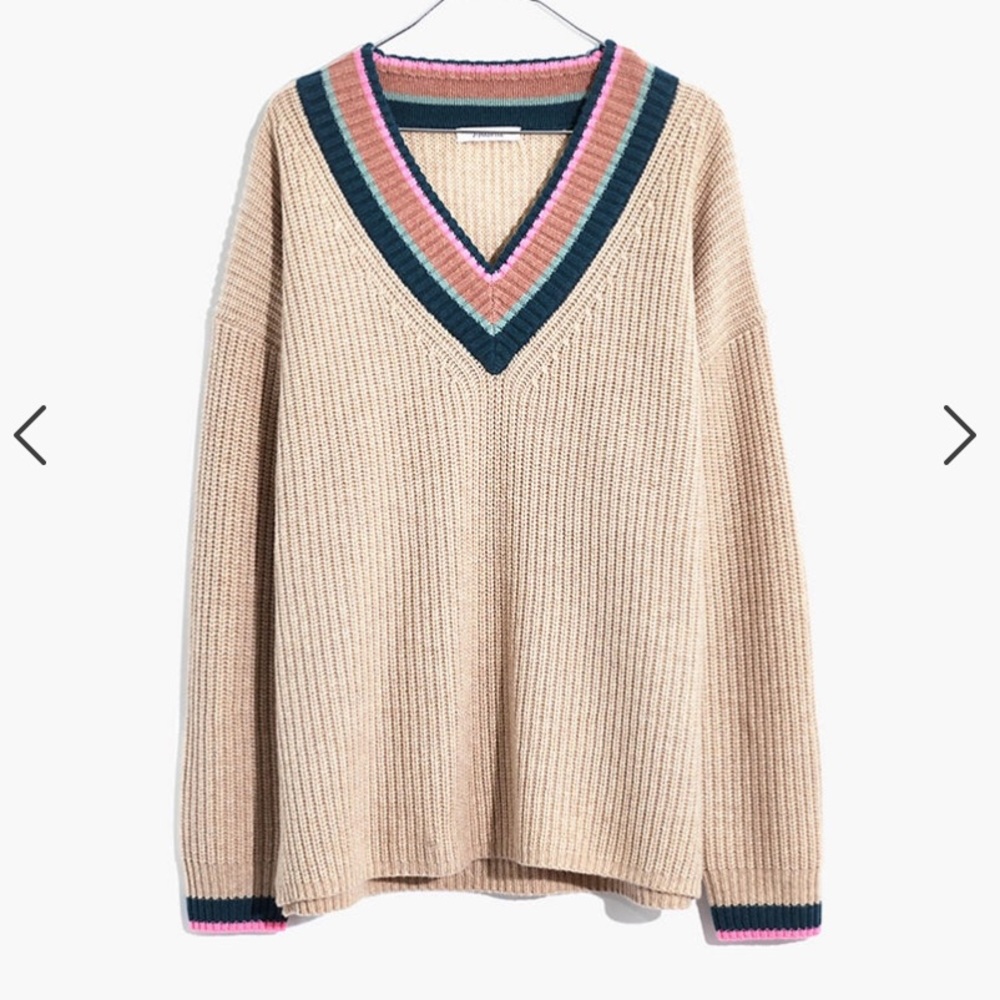 Madewell Tipped Forrest V-Neck Sweater Medium